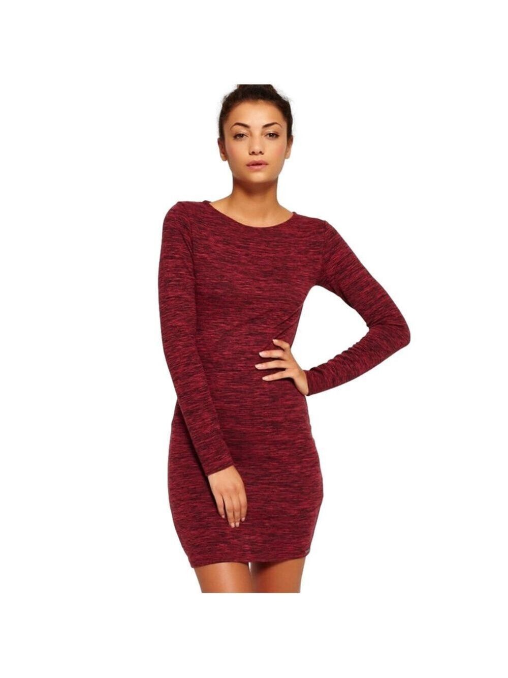 Superdry Maroon Heathered Superdry women's Augusta bodycon dress sz small